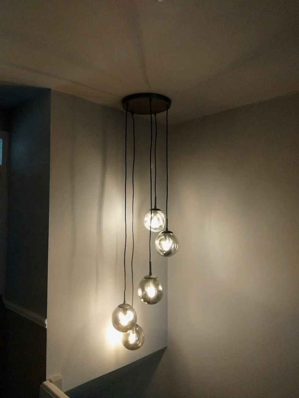 Stairwell pendant light installation in Milton Keynes